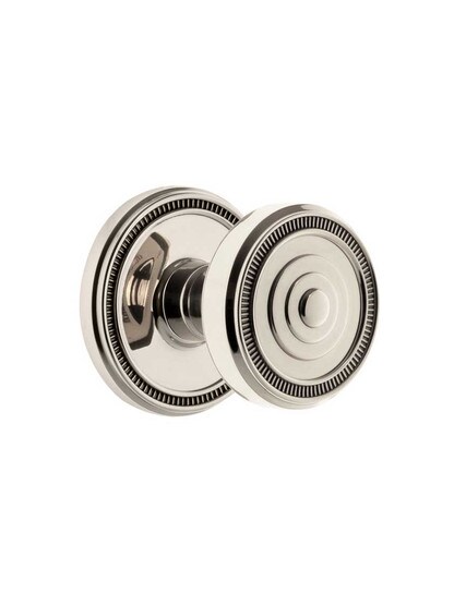 Grandeur Soleil Rosette Door Set with Soleil Knobs in Polished Nickel.
